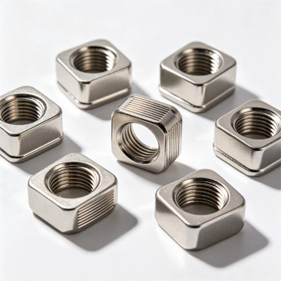 Vierkante metalen inzetstukken met schroefdraad